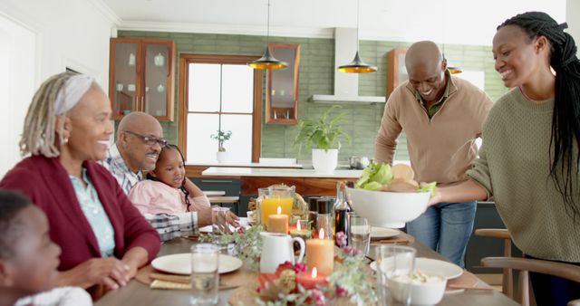 Happy Multigenerational Family Having a Festive Meal Together at Home - Download Free Stock Images Pikwizard.com