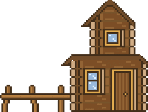 pixel-art wooden cabin with slanted roof on transparent background - Download Free Stock Videos Pikwizard.com