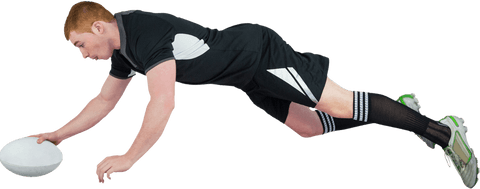 Transparent Image of Rugby Player Diving to Score Try