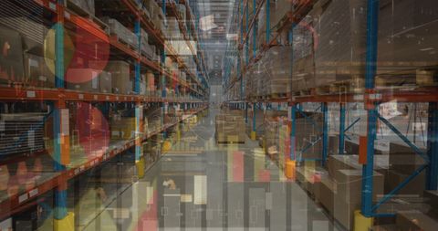 Financial Insights Overlay on Warehouse Operations - Download Free Stock Images Pikwizard.com