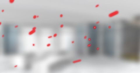 Dynamic Red Particles Over Soft Blurred Background with Copy Space