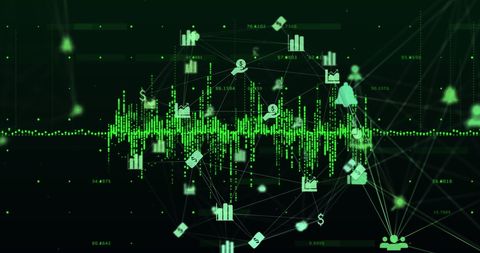 Digital Finance Concept with Data Visualization and Network Icons - Download Free Stock Images Pikwizard.com