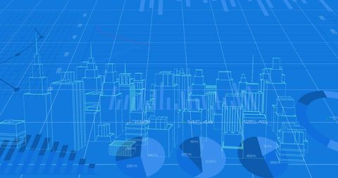 Digital Cityscape with Tech Data Interface in Blue - Download Free Stock Images Pikwizard.com