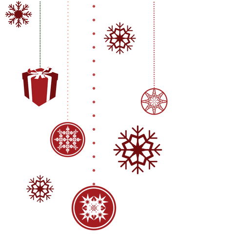 Christmas Decorations on Transparent Background Snowflakes Presents