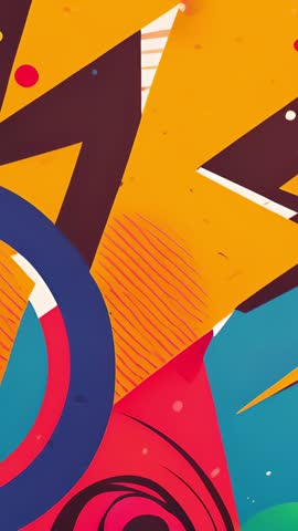 Looping Vertical Motion Graphics: Bold Geometric Bolt and Circular Shapes Flickering