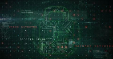 Digital Security Overlock with Virus Detected Warning - Download Free Stock Images Pikwizard.com