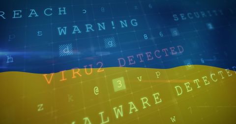 Cyber Threats and Cybersecurity Concepts with Ukraine Flag