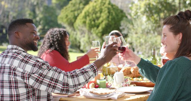 Diverse Friends Celebrating with Outdoor Picnic and Toasting Wine Glasses - Download Free Stock Images Pikwizard.com