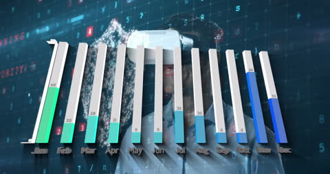 VR Technology Mixed Reality with Data Visualization and Padlock