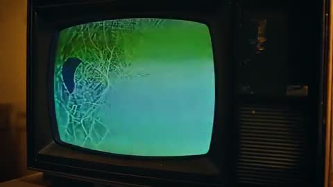 CRT Television with Flickering Screen Displaying Glitches