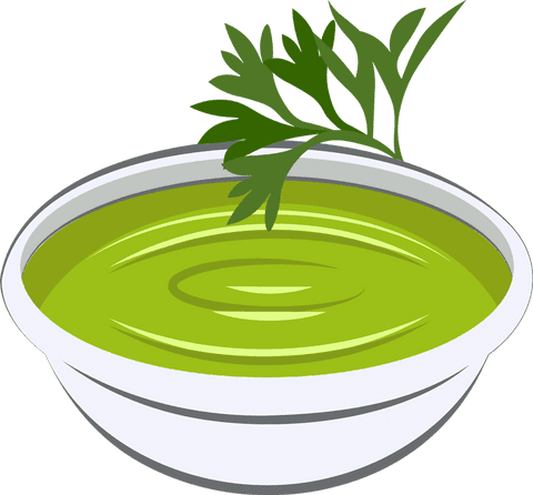 Green sauce with parsley sprig in transparent background digital art