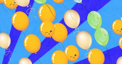 bright cartoon balloons with faces on blue background - Download Free Stock Images Pikwizard.com