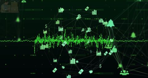 Digital Network Connections with Financial Icons on Virtual Display - Download Free Stock Images Pikwizard.com