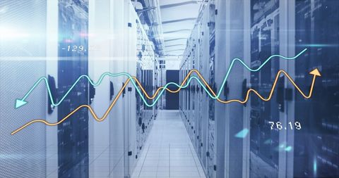 Graphs and Lights over Servers in Modern Data Center - Download Free Stock Images Pikwizard.com
