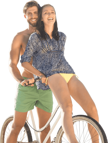 transparent smiling couple enjoying bicycle ride in summer attire - Download Free Stock Videos Pikwizard.com