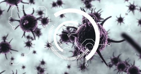 Conceptual Digital Representation of Purple Viruses With Futuristic Interface