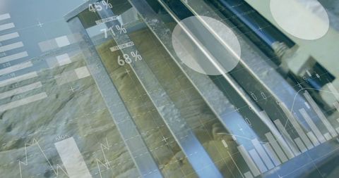 Modern Industrial Pipes with Data Overlay for Technological Analysis