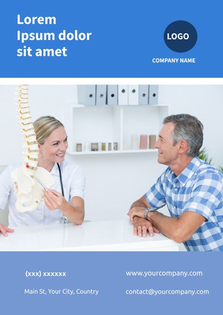 Doctor Explaining Spine Model to Patient in Medical Office Setting - Download Free Stock Templates Pikwizard.com