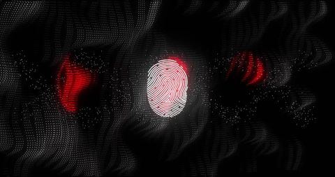Biometric Fingerprint and Data Processing on Dark Background