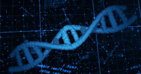 DNA Strand with Digital Data Interface in Dark Theme - Download Free Stock Images Pikwizard.com