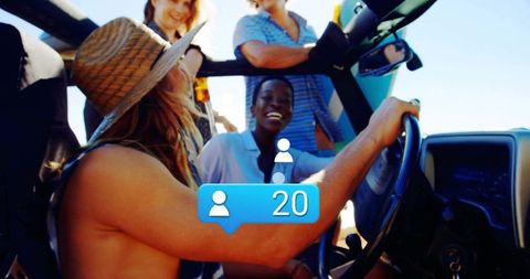 Friends Enjoying Off-Road Adventure Beside Coastal Highway