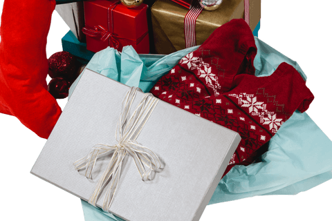Festive christmas gifts on transparent background
