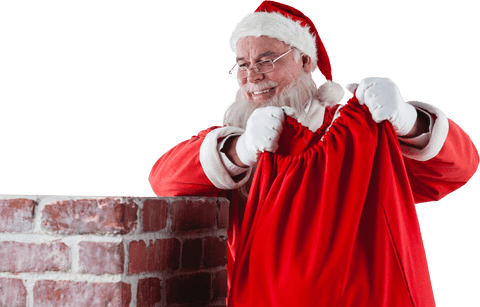 santa claus with red sack hovering above chimney with transparent background - Download Free Stock Videos Pikwizard.com