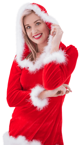 Blonde Woman Smiling in Santa Costume on White Transparent Background - Download Free Stock Videos Pikwizard.com