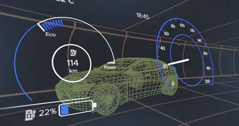 Digital Car Interface with Tech Speedometer and Battery Gauge - Download Free Stock Images Pikwizard.com