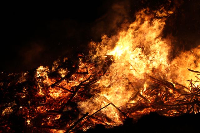 Raging Wildfire with Intense Flames and Burning Debris at Night - Download Free Stock Photos Pikwizard.com