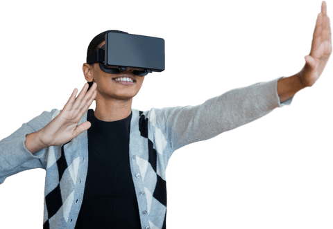 Transparent Female User Engaged with Virtual Reality Glasses - Download Free Stock Videos Pikwizard.com