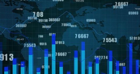 Global Finances and Data Analysis with World Map Overlay - Download Free Stock Images Pikwizard.com