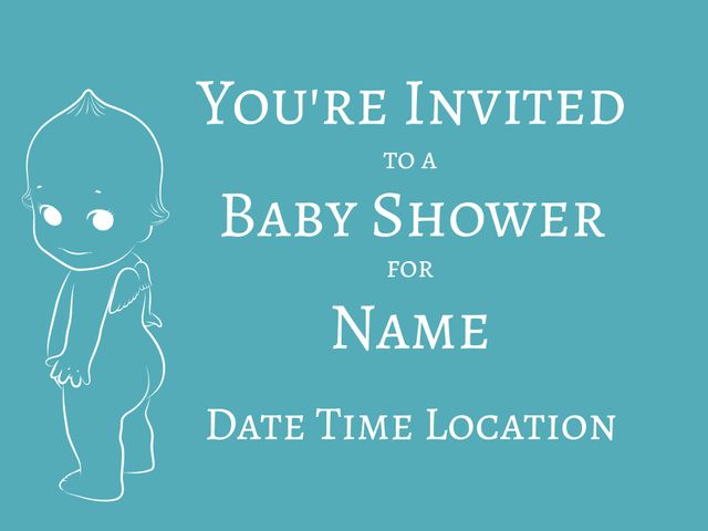 Baby Shower Invitation with Cute Baby Illustration - Download Free Stock Templates Pikwizard.com