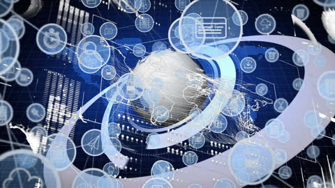 Global Network of Digital Icons and Data Connectivity