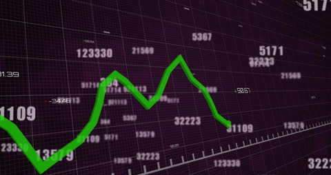 Green Line Financial Graph on Black Grid Background