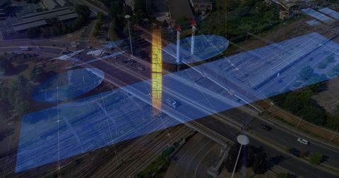 Overlay of Digital Financial Graphs on Urban Cityscape