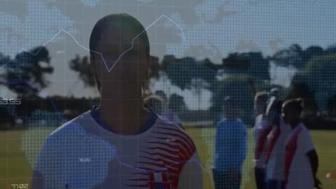 Sports Analytics Overlay Showing Athlete and Global Data Graphics