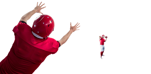 Action-Packed Transparent Rugby Players Mid-Pass in Red Jerseys