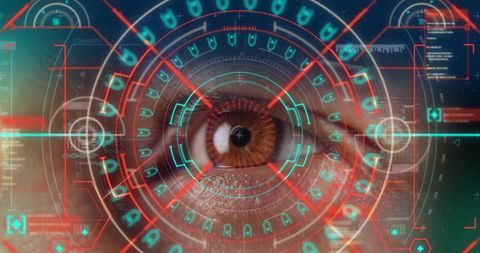 Futuristic Digital Interface Over Human Eye Flashing Neon Lights - Download Free Stock Images Pikwizard.com