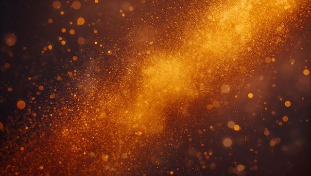 Golden dust particles with glowing light effect