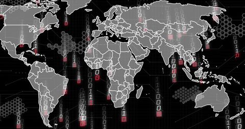 Streaming Binary World Map Visualizing Global Dataflow and Cybersecurity Analytics
