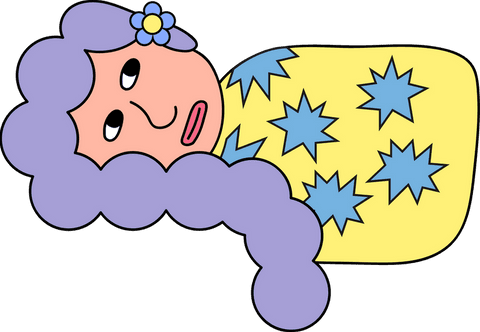 Fantasy Woman with Purple Hair and Star Blanket on Transparent Background