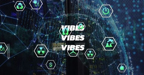 Digital connectivity and sustainable innovation with energy icons