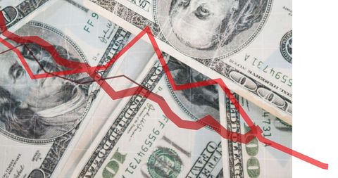 Declining Financial Graph Overlapping Dollar Bills Concept - Download Free Stock Images Pikwizard.com