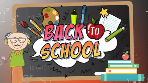 Animated Back to School Celebration Design with Colorful Elements