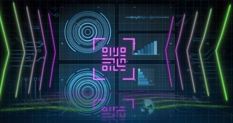 Futuristic QR Code with Digital HUD Elements and Analytics - Download Free Stock Images Pikwizard.com