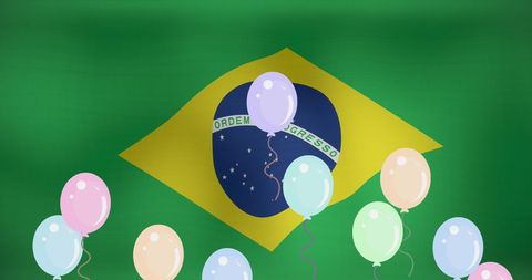 Celebration Balloons Over Brazil Flag Patriotism