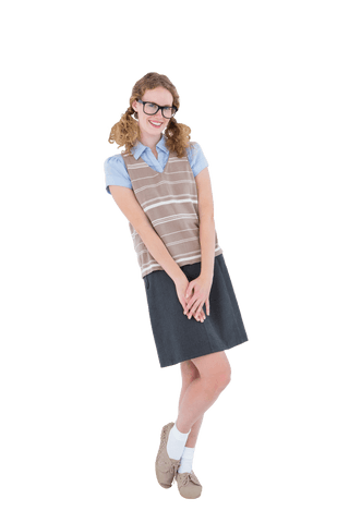 transparent background female nerdy outfit blissful smile - Download Free Stock Videos Pikwizard.com