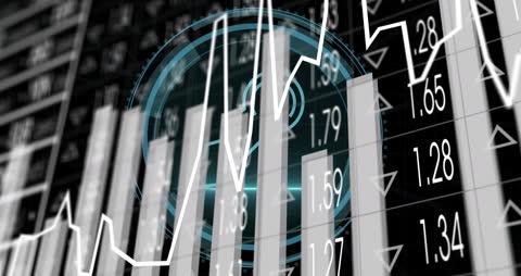 Digital Interface Graph and Data Processing Animation