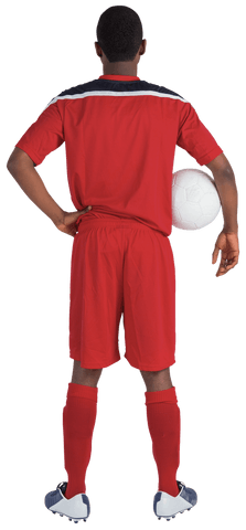African American Soccer Player Holding Ball In Red Transparent Background
